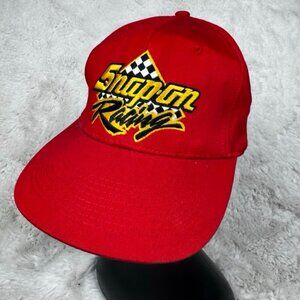 Vintage 90s Snap-On Tools Racing Big Logo Red Hat Snapback Retro Checkered Flag